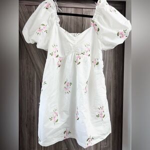 white floral mini dress (bridal/brunch; S)